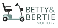 Betty & Bertie Mobility logo with scooter graphic.