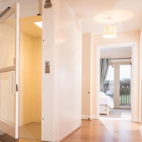 Bright interior view of a modern home entrance.
