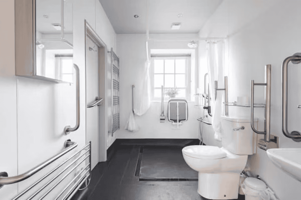 Modern accessible bathroom with safety features