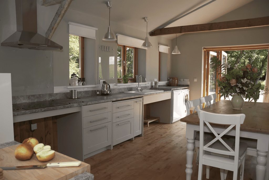 Modern kitchen with wooden accents and natural lighting