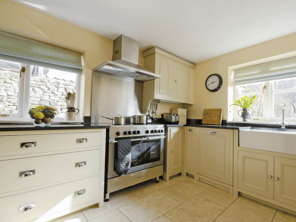 Bright modern kitchen with stainless steel appliances