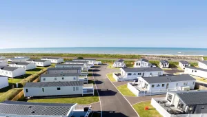 Aerial view of coastal mobile home park