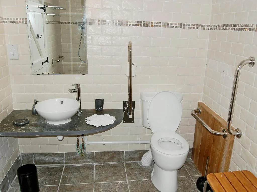 Accessible bathroom interior with modern fixtures