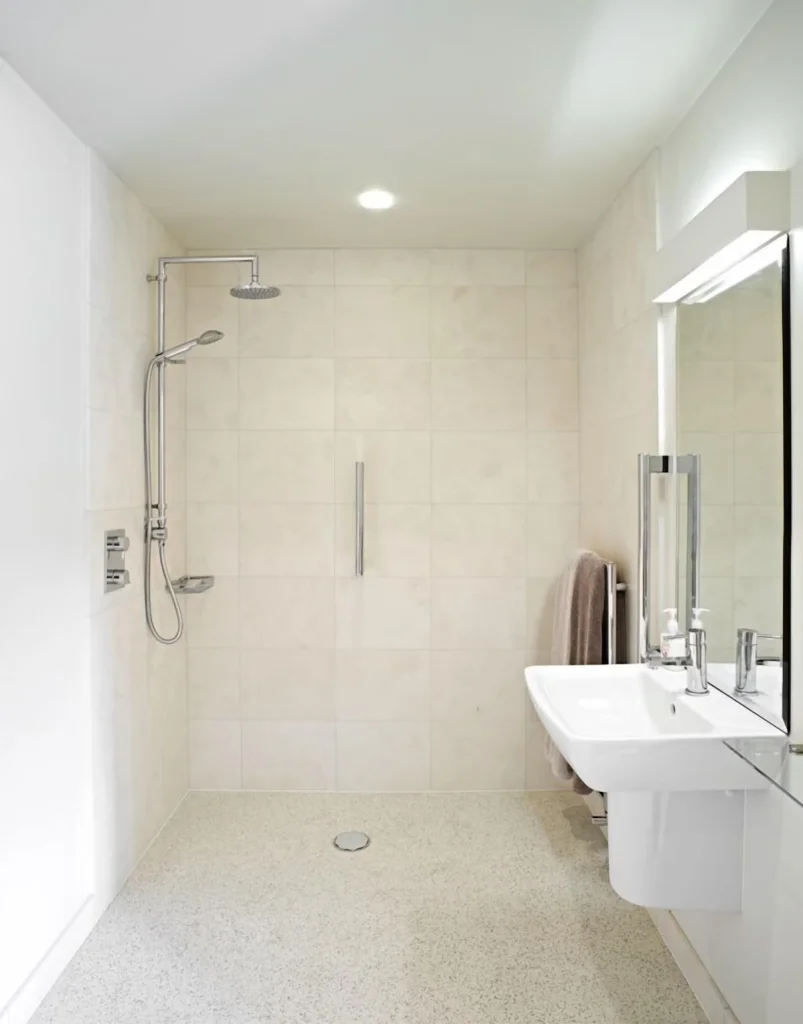 Modern bathroom with shower and minimalist design