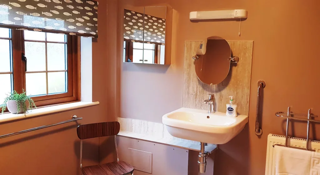 Cozy bathroom interior with sink and window