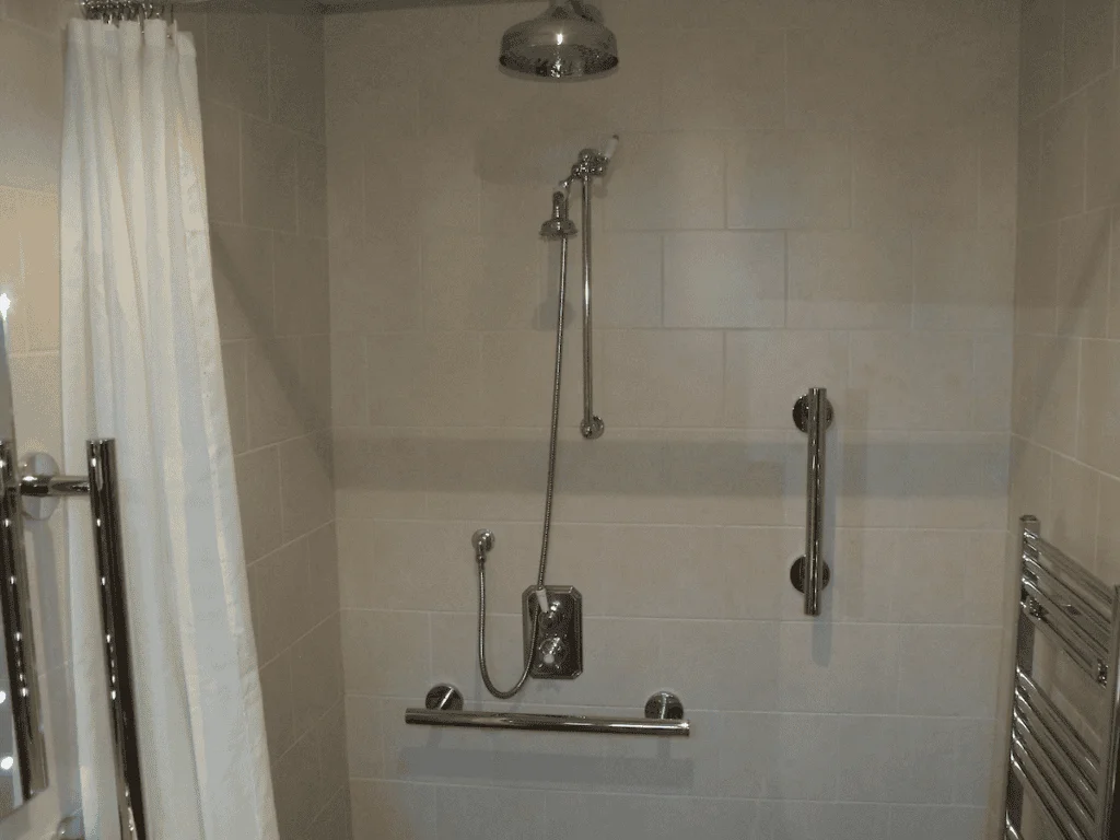 Modern bathroom with accessible shower fixtures
