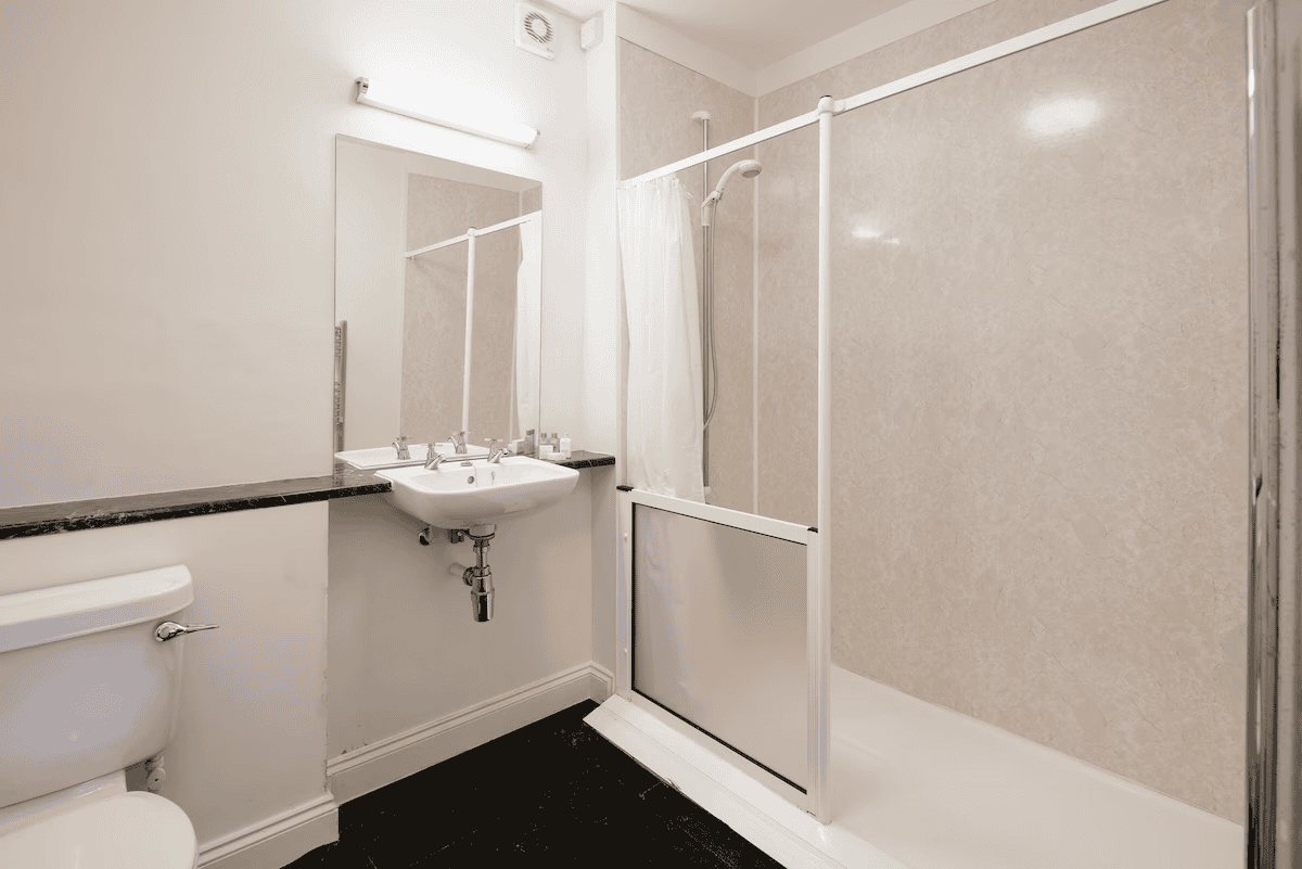 Modern bathroom with shower and sink