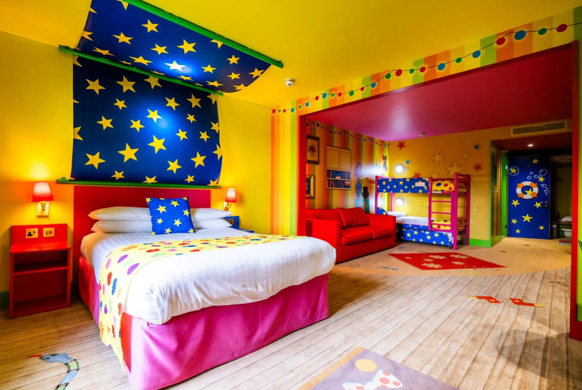 Colourful children's bedroom with star-themed decor.